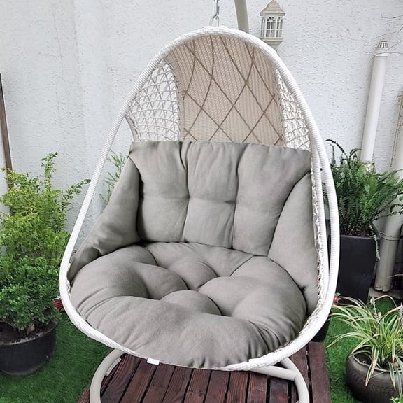 Tunhigl Egg Chair Cushion - Thickened Basket Swing Pad, Soft Breathable Fabric, Non-Slip Bottom, Washable Cover, Indoor/Outdoor Patio Garden Hanging Chair Pillow Gray