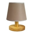 thumbnail image 1 of Tunhigl Elegant 3-Way Dimmable LED Table Lamp with Linen Shade for Bedroom, Office, and Nightstand - Solid Wood Base, Bulb Included Brown, 1 of 7
