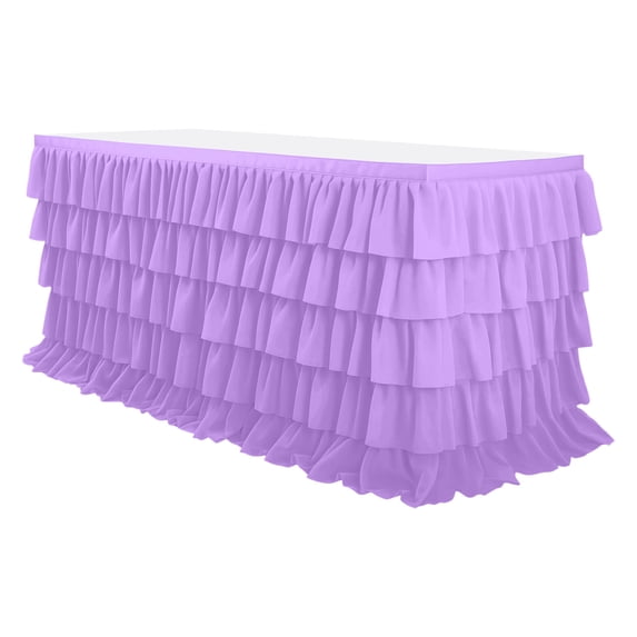 Tunhigl Elegant 5-Layer Pleated Tablecloth for Dining & Parties - Wrinkle-Resistant, Multi-Color Decor Table Cover for Any Occasion Light Purple