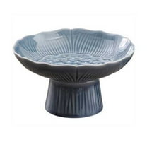 Tunhigl Elegant Ceramic Fruit Bowl Set - Multi-Compartment Pedestal Dessert & Ice Cream Serving Bowl for Kitchen, Dining Table, and Party Settings Blue