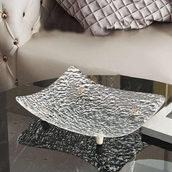 Tunhigl Elegant Glacier Pattern Serving Tray - Versatile Dry Fruit & Snack Display Platter for Coffee Table, Desserts, and Appetizers - Durable, Stackable, and Decorative Clear