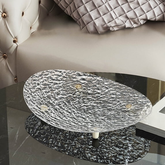 Tunhigl Elegant Glacier Pattern Serving Tray - Versatile Dry Fruit & Snack Display Platter for Coffee Table, Desserts, and Appetizers - Durable, Stackable, and Decorative Clear
