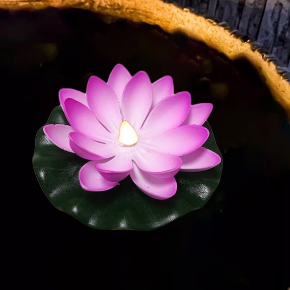 Tunhigl Elegant Solar Floating Lotus Pool Lamp - Water Sensing LED Garden Pond Decor, Diwali Festival River Lantern for Outdoor Party Lighting Purple