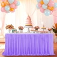thumbnail image 1 of Tunhigl Elegant White Tulle Table Skirt for Weddings & Parties - Extra Long Recyclable Transparent Tablecloth with Ruffled Design for Banquet and Birthday Table Decor Purple, 1 of 6