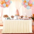 thumbnail image 1 of Tunhigl Elegant White Tulle Table Skirt for Weddings & Parties - Extra Long Recyclable Transparent Tablecloth with Ruffled Design for Banquet and Birthday Table Decor, 1 of 6