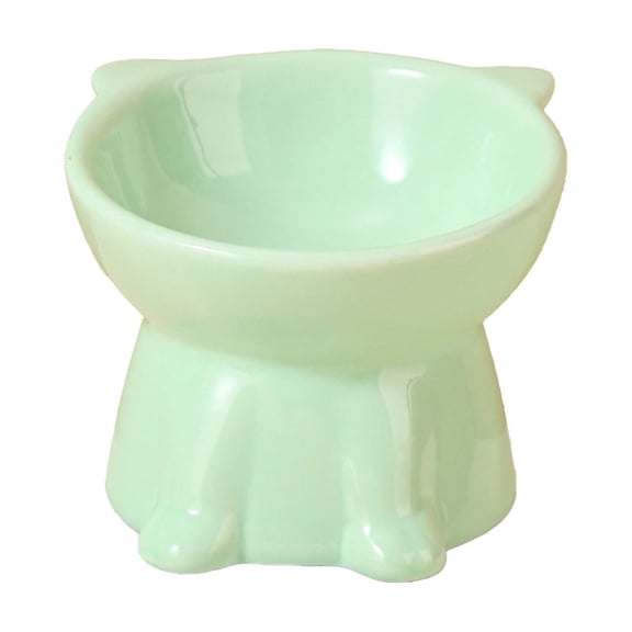 Tunhigl Elevated Anti-Tip Ceramic Pet Bowl for Cats Dogs Large Capacity Non-Slip Shallow Design Safe Holiday Gift Idea Stylish Home Decor Green