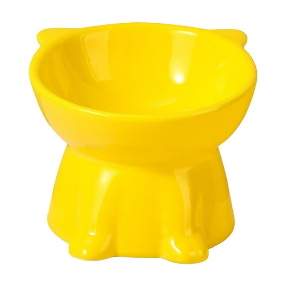 Tunhigl Elevated Anti-Tip Ceramic Pet Bowl for Cats Dogs Large Capacity Non-Slip Shallow Design Safe Holiday Gift Idea Stylish Home Decor Yellow
