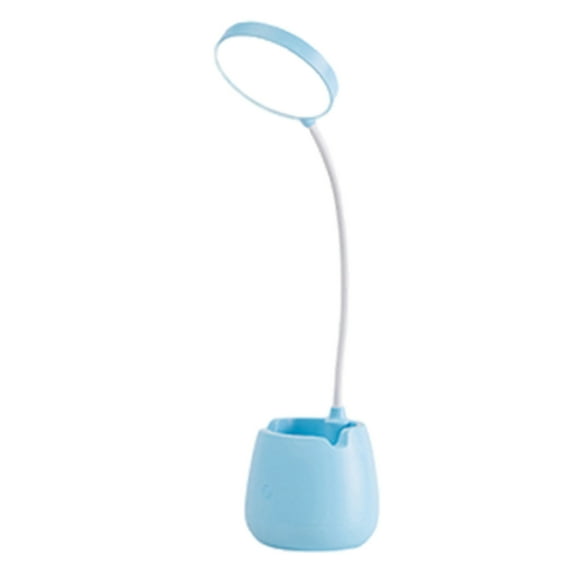 Tunhigl Eye-Care Desk Lamp with USB Charging, Foldable Design, and Built-in Pen Holder - Perfect for Studying, Reading, and Dorm Use Blue