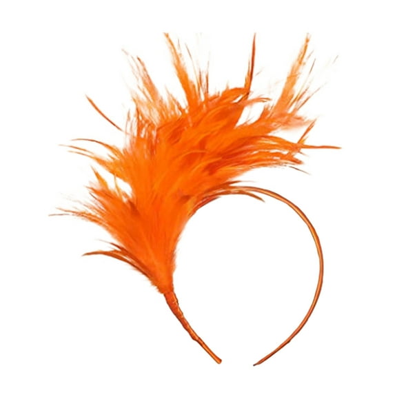 Tunhigl Feather Headband Carnival Party Headpiece Elastic Adjustable Festive Headband for Dance Events Special Occasions Orange