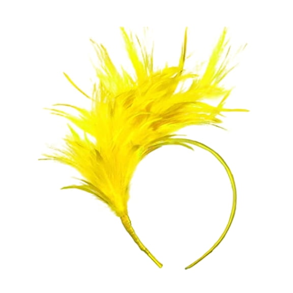 Tunhigl Feather Headband Carnival Party Headpiece Elastic Adjustable Festive Headband for Dance Events Special Occasions Yellow