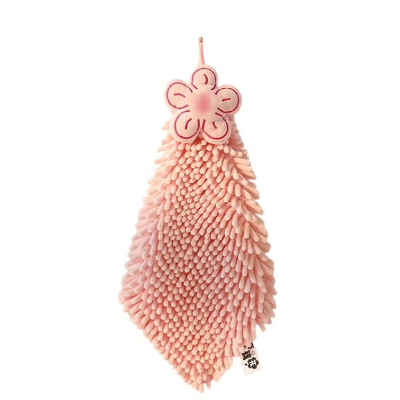 Tunhigl Flower Chenille Hanging Towel, Ultra-Absorbent Thickened Polyester Towel for Kitchen & Bathroom, 2 Colors