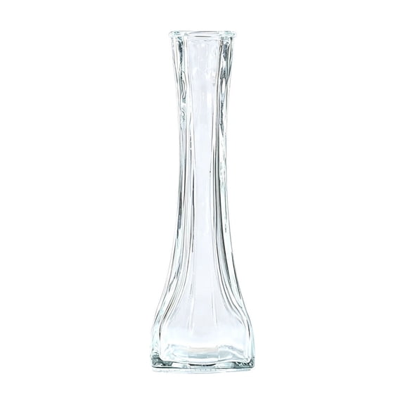 Tunhigl Fluted Glass Bud Vase, Clear Ribbed Decorative Flower Holder for Home Table Centerpiece, 8.3 x 2.6 in