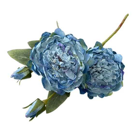 Tunhigl Frayed Edge Coated Cloth Peony Artificial Flower, Realistic Fake Peony Flowers for Home Decor, Wedding Season, Bridal Shower, Baby Shower Blue