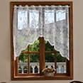 thumbnail image 1 of Tunhigl French Lace Half Semi-Sheer Curtain 63"x39", Rod-Pocket Top, Floral Embroidery Polyester, Light-Filtering Privacy, Machine-Washable, Kitchen Bathroom Living Room Bedroom Decor White, 1 of 6