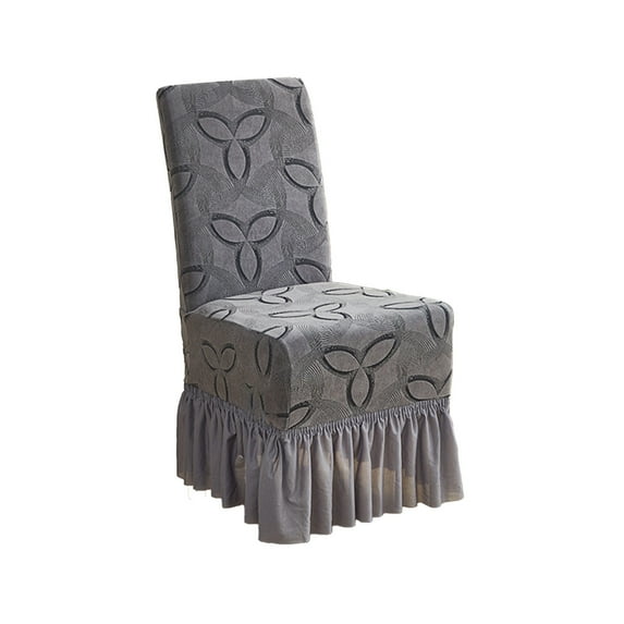 Tunhigl Full-coverage Embroidered Stretch Dining Chair Cover for Hotels Restaurants Home Decor Gray