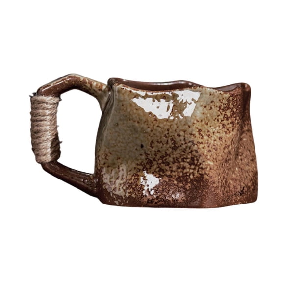 Tunhigl Handcrafted Ceramic Coffee Mug 12oz - Unique Irregular Shaped Kiln-Fired Pottery Cup for Tea & Coffee Lovers Yellow
