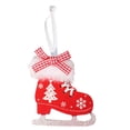 thumbnail image 1 of Tunhigl Handmade Wooden Fuzzy Bow Ice Skate Christmas Ornament with Velvet Ribbon, Rustic Boho Holiday Decor, Easy Hanging for Tree Wreath & Gifts Red, 1 of 7