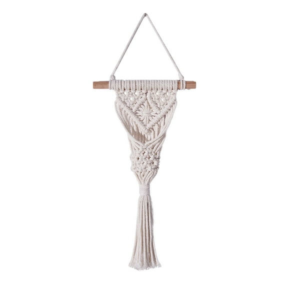 Tunhigl Handwoven Dried Flower Wall Hanging Boho Chic Macrame Tapestry Natural Cotton Rustic Decor for Living Room Bedroom Entryway Fall Farmhouse Holiday Gift Easy Hanging with Hooks White