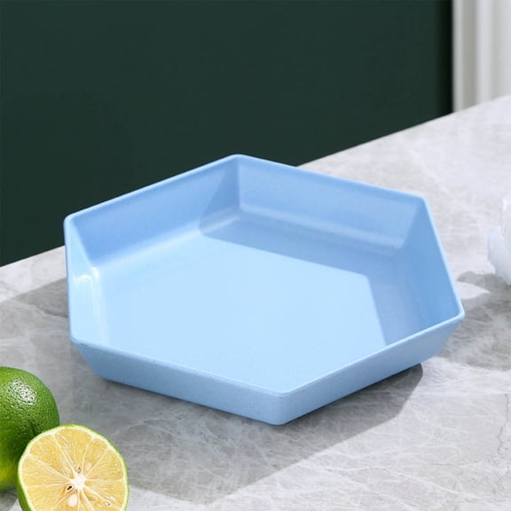 Tunhigl Hexagonal Snack Plate Fruit Tray - Large Serving Platter for Fruit, Candy, Snacks, Cheese & Appetizers - Coffee Table Dish for Home, Living Room, Parties, Entertaining Blue