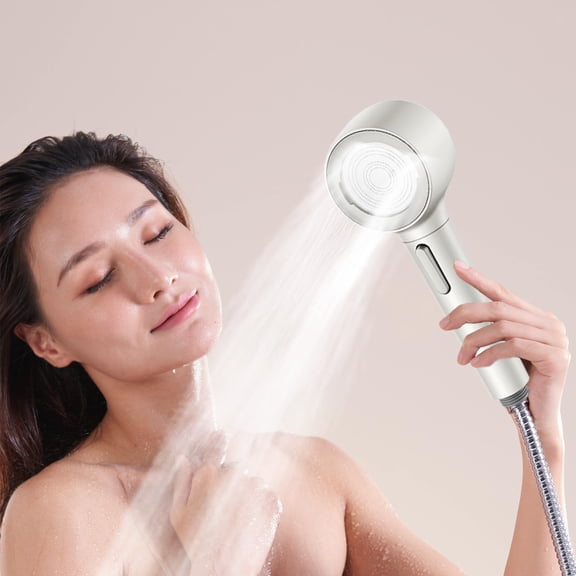 Tunhigl High-Pressure Rotating Handheld Shower Head with Anti-Clog Technology for Bathroom Upgrade Easy Install No Plumber Needed Multiple Spray Modes Low Water Pressure Solution White