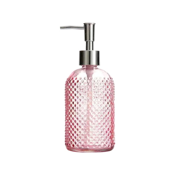 Tunhigl Hobnail Glass Soap Dispenser, 400ml Pump Bottle with Stainless Steel Pump, 5 Colors