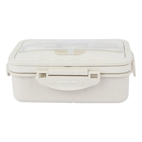 Tunhigl Japanese-Style Double-Layer Bento Box - Microwave Safe Lunch Container for Office, Travel & Meal Prep - Leak-Proof Divided Compartments for Healthy Eating Beige
