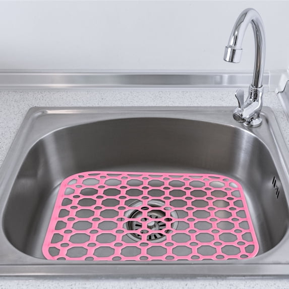 Tunhigl Kitchen Sink Mat - Multipurpose Non-Slip Drainage Board for Vegetable Washing, Dish Drying & Thermal Insulation Pink
