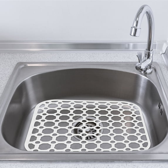Tunhigl Kitchen Sink Mat - Multipurpose Non-Slip Drainage Board for Vegetable Washing, Dish Drying & Thermal Insulation White