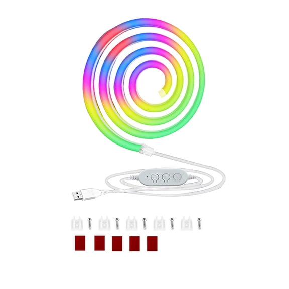 Tunhigl LED Flexible Neon Strip with Bluetooth App Control | Indoor/Outdoor RGB Music Sync Lighting for Home Party, Bedroom, and Holiday Decor White