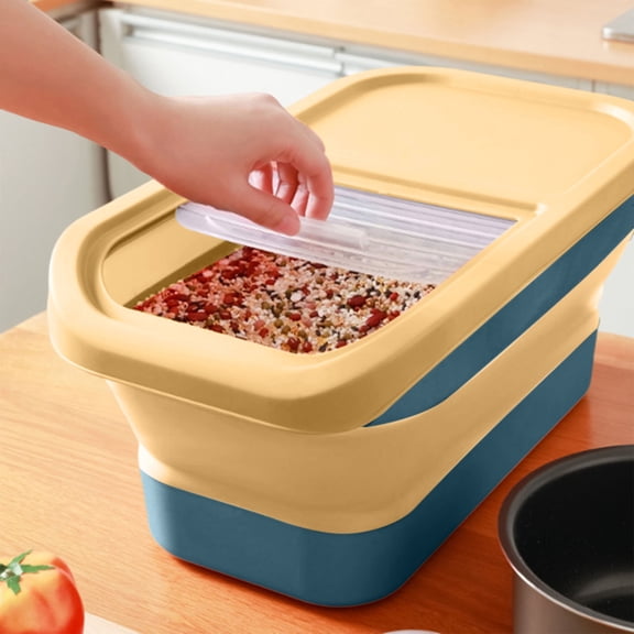 Tunhigl Large Airtight Dog Food Storage Container with Wheels - 12-15 Kg Foldable Pet Food Bin for Freshness & Easy Mobility Yellow
