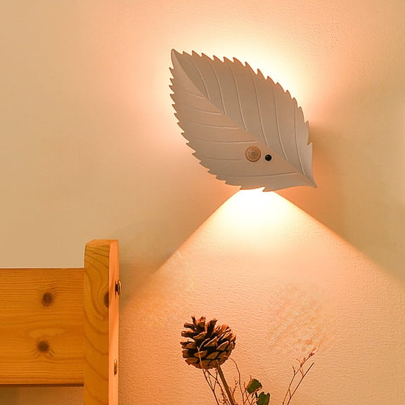 Tunhigl Leaf Sensor Night Light for Bedroom - Magnetic Wireless LED Lamp with Remote Control, Dimmable Bedside Light for Ambiance and Safety White