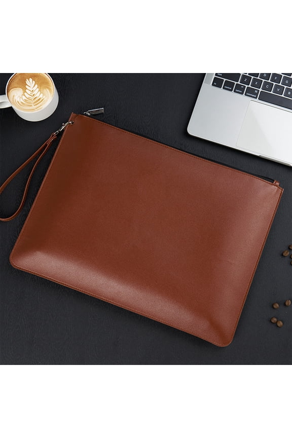 Leather Document Bag for Business Professionals – Waterproof Office Briefcase for Meetings Commuting Travel A4 File Folder Brown