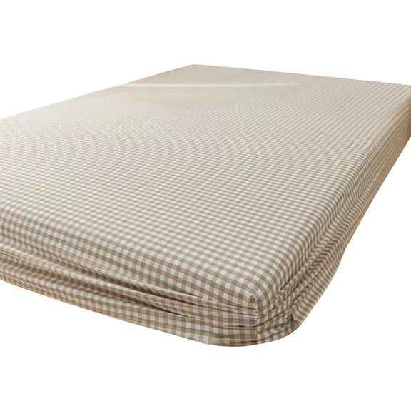 Tunhigl Linen-Cotton Deep Pocket Queen Fitted Sheet Non-Slip Elastic for Mattress Up to 6 Inches Breathable Wrinkle-Free Machine Washable 78.7x59.1 Inch Multiple Colors for Home or Hotel Coffee