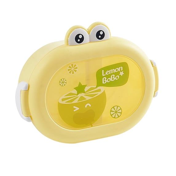 Tunhigl Lunch Bento Box - Small Portable Transparent PP Food Container with Lid, Leak-Proof Compartment Design for Snacks, Fruits, and College Lunches Yellow