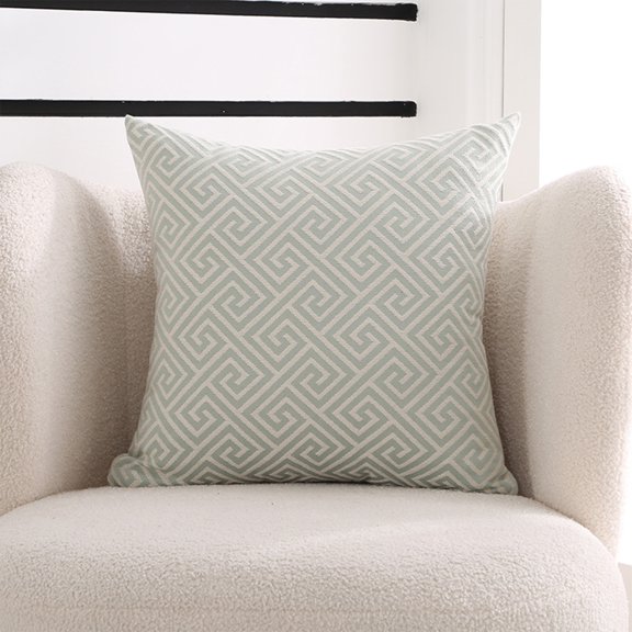 Tunhigl Lush Green 18x18 Inch Throw Pillow Cover with Geometric Maze Pattern - Spring Decorative Square Pillow Case for Sofa and Home Decor Green