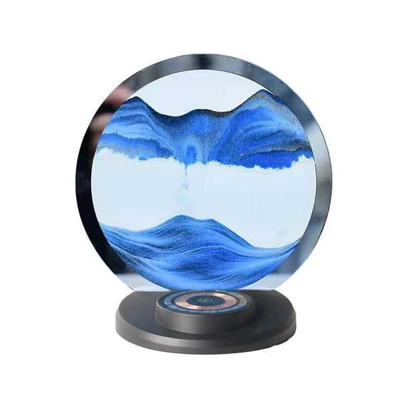 Tunhigl Magnetic Wireless Charging Quicksand Table Lamp with RGB Colorful Ambient Lighting - Decorative Multi-Color Sand Art Night Light for Living Room and Bedside (10ML) Blue