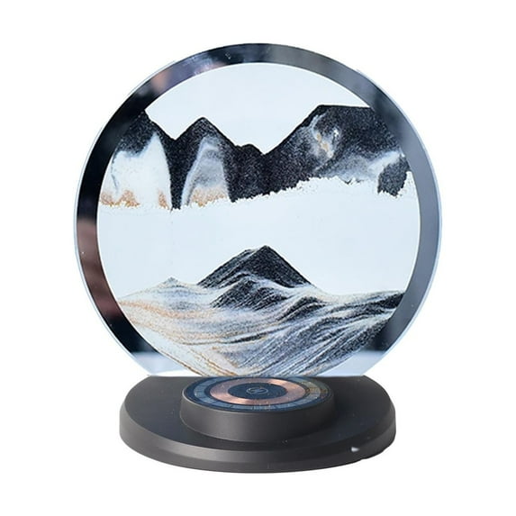 Tunhigl Magnetic Wireless Charging Quicksand Table Lamp with RGB Colorful Ambient Lighting - Decorative Multi-Color Sand Art Night Light for Living Room and Bedside (10ML) Black