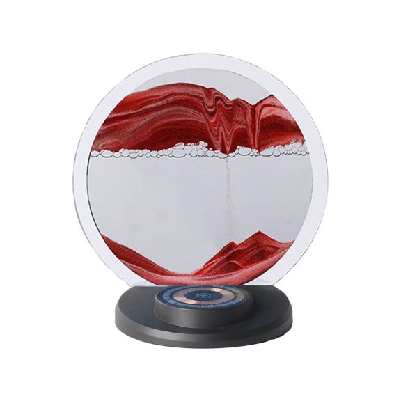 Tunhigl Magnetic Wireless Charging Quicksand Table Lamp with RGB Colorful Ambient Lighting - Decorative Multi-Color Sand Art Night Light for Living Room and Bedside (10ML) Red