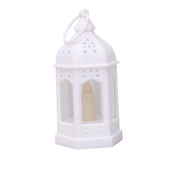 Tunhigl Mini Portable Hexagonal Wind Lamp - Small Electronic Oil Candle Lantern for Festivals, Ambience Night Light with Battery Power for Home Decor White
