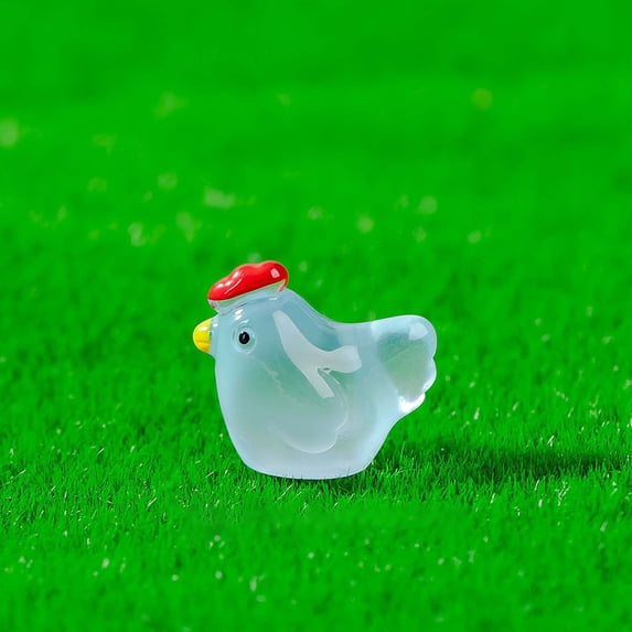 Tunhigl Mini Resin Chicken Figurines - Cute Small Animal Decor for Home, Garden, Aquarium, Party, Shelf & Desk - DIY Farmhouse Decorations, Tiny Collectible Crafts Blue