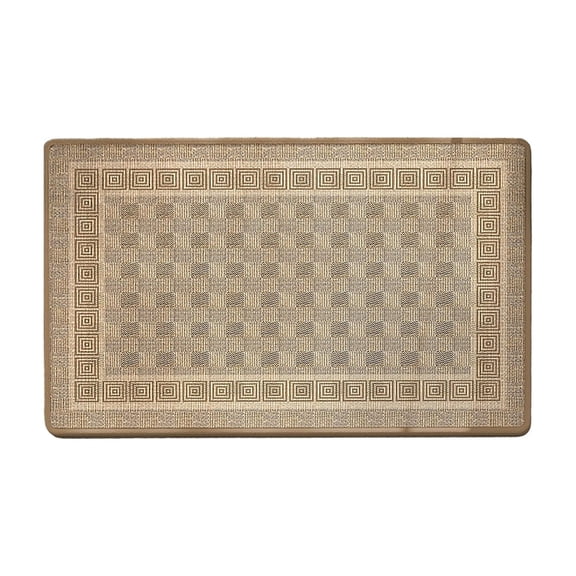 Tunhigl Minimalist Linen Weave Pattern Flocked Bath Mat 16×24 Inch, Non-Slip Machine Washable Neutral Tone Water Absorbent Floor Rug for Shower Bathtub Entryway