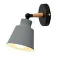 thumbnail image 1 of Tunhigl Modern Black Wall Sconce Lamp, Iron and Wood Bedside Light Fixture for Bedroom, Hallway, or Study Room - E27 Bulb Not Included, Sleek and Compact Design Gray, 1 of 8