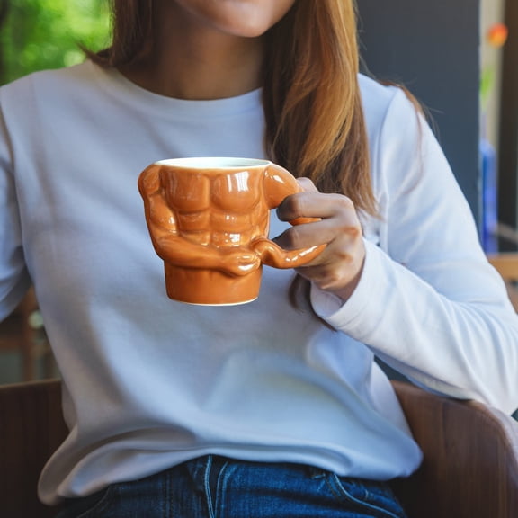 Tunhigl Muscle Cup Ceramic Mug - Large Capacity Coffee & Tea Cup for Gym Enthusiasts, Dishwasher & Microwave Safe, Unique Gift for Men & Women