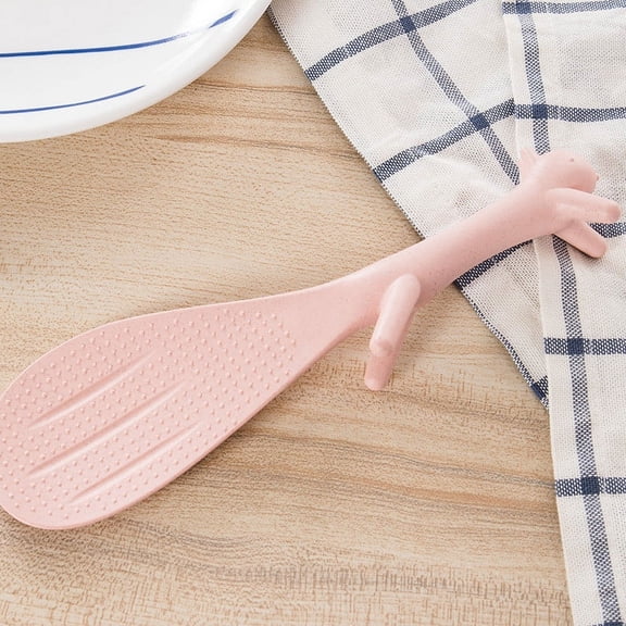 Tunhigl Non-Stick Bamboo Rice Spoon with Squirrel Design Heat Resistant Eco-Friendly Kitchen Utensil for Home Cooks Families Outdoor Dining Summer Barbecues Picnics Pink