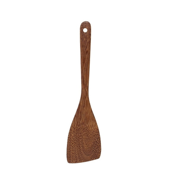 Tunhigl Non-Stick Wooden Spatula Set - Eco-Friendly Kitchen Cooking Tools with Extended Handle for Safe, Scratch-Free Cooking Brown
