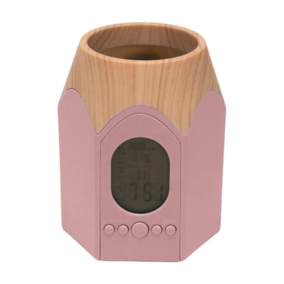 Tunhigl Pencil-Shaped Desk Alarm Clock with Built-In Pen Holder, Silent Non-Ticking Digital Display, Gentle Wake-Up Tone, Compact Multi-Functional Clock for Students, Bedroom, Office, 5 Colors