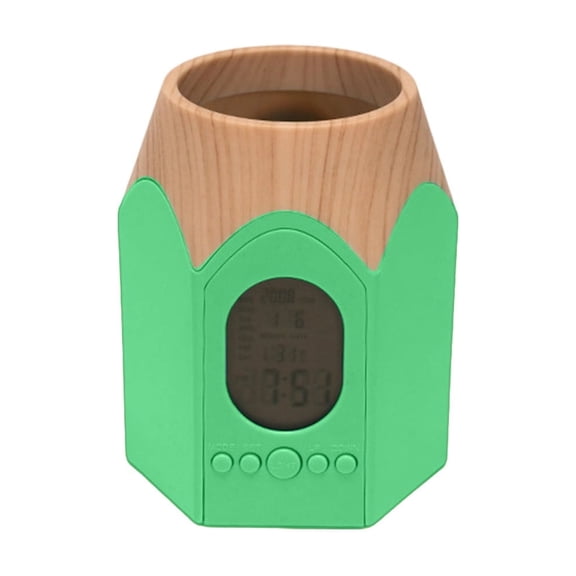 Tunhigl Pencil-Shaped Desk Alarm Clock with Built-In Pen Holder, Silent Non-Ticking Digital Display, Gentle Wake-Up Tone, Compact Multi-Functional Clock for Students, Bedroom, Office, 5 Colors
