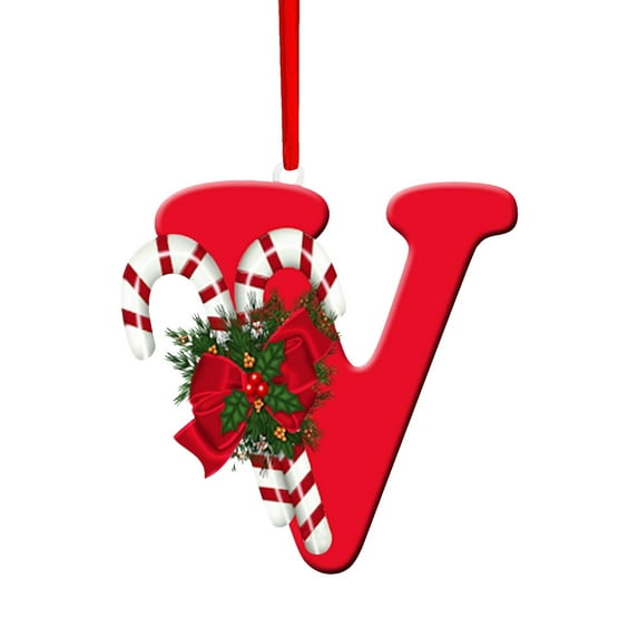 Tunhigl Personalized Christmas Alphabet Hanging Tags with Red String for A-Z Decor DIY Tree Ornament Letters Gift Tags Stocking Labels Home & Office Holiday Festive Decor Sturdy 8cm Acrylic