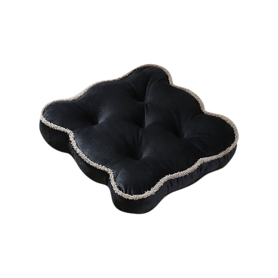 Tunhigl Plush Floral Floor Pillow - Thick Square Cushion for Sofa, Bed, or Lounge, Decorative and Comfy Seat Pad for Home Office Black