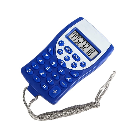 Tunhigl Portable 8-Digit LCD Handheld Calculator with Lanyard, Pocekt Calculator for Students Professionals Office School Home Blue